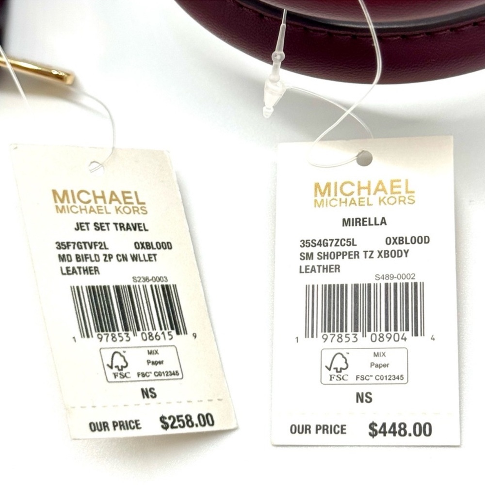 Michael Kors Mirella Small Logo Crossbody Bag & Matching Bifold Wallet Ox Blood - Picture 12 of 12